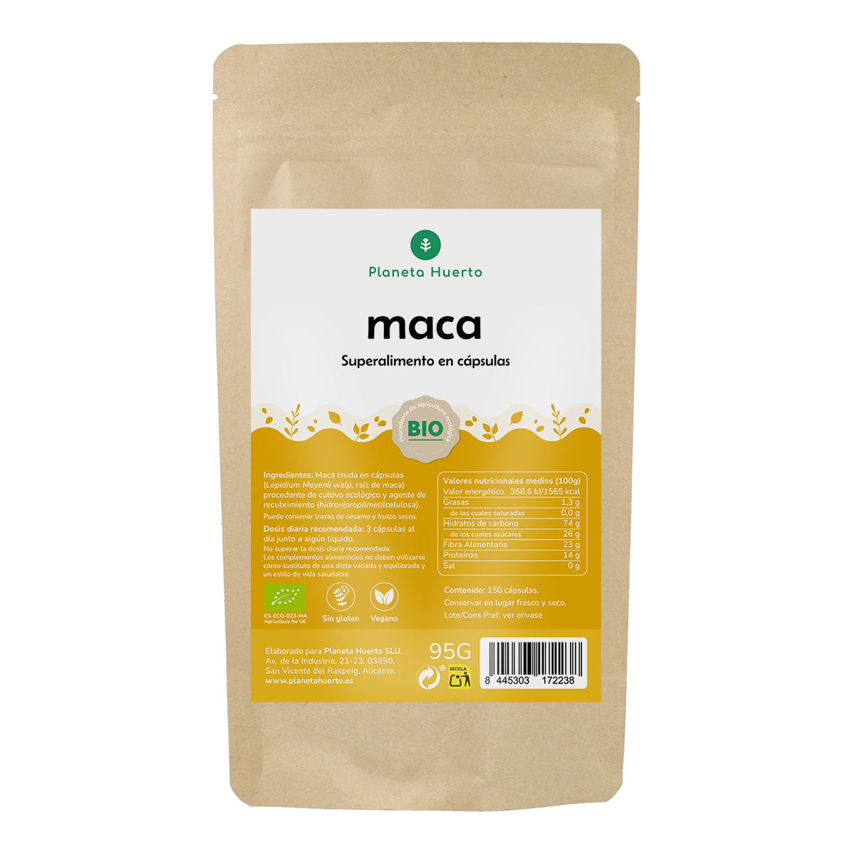 Biologische Maca Planeta Huerto 150 capsules