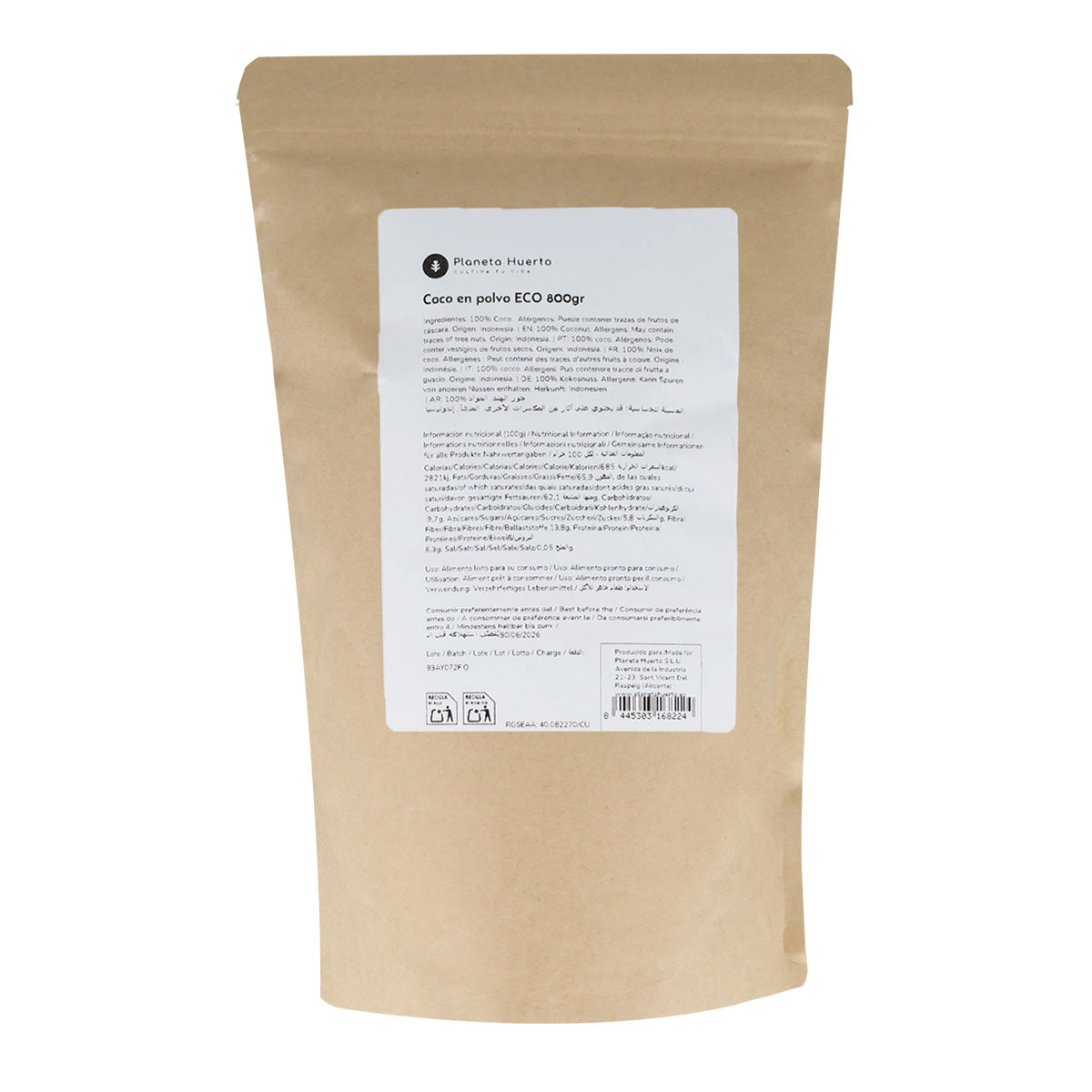 Kokosnusspulver ECO Planeta Huerto 800 g