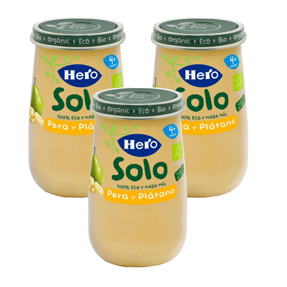Pack of 3 Eco Pear and Banana Jars 190 g - Hero Solo