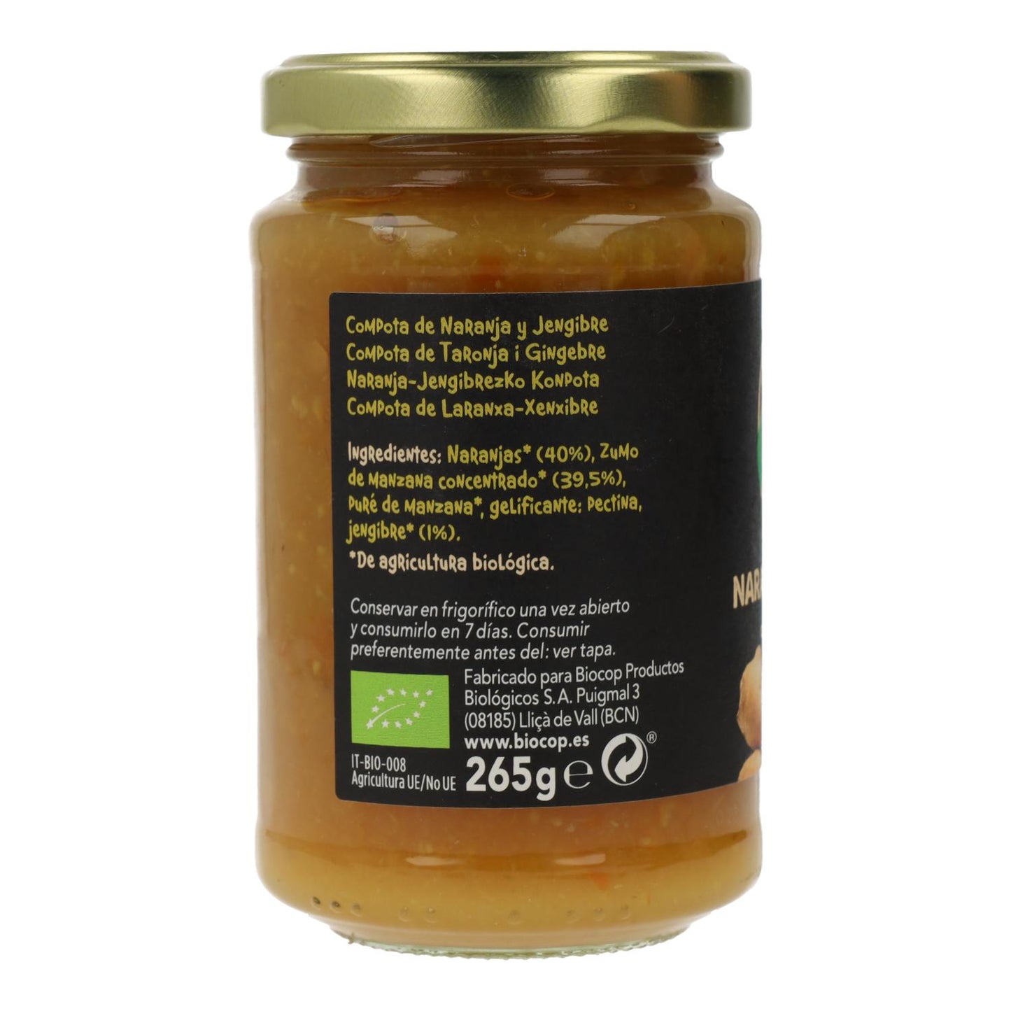 Biocop biologische sinaasappel- en gembercompote, 265 g