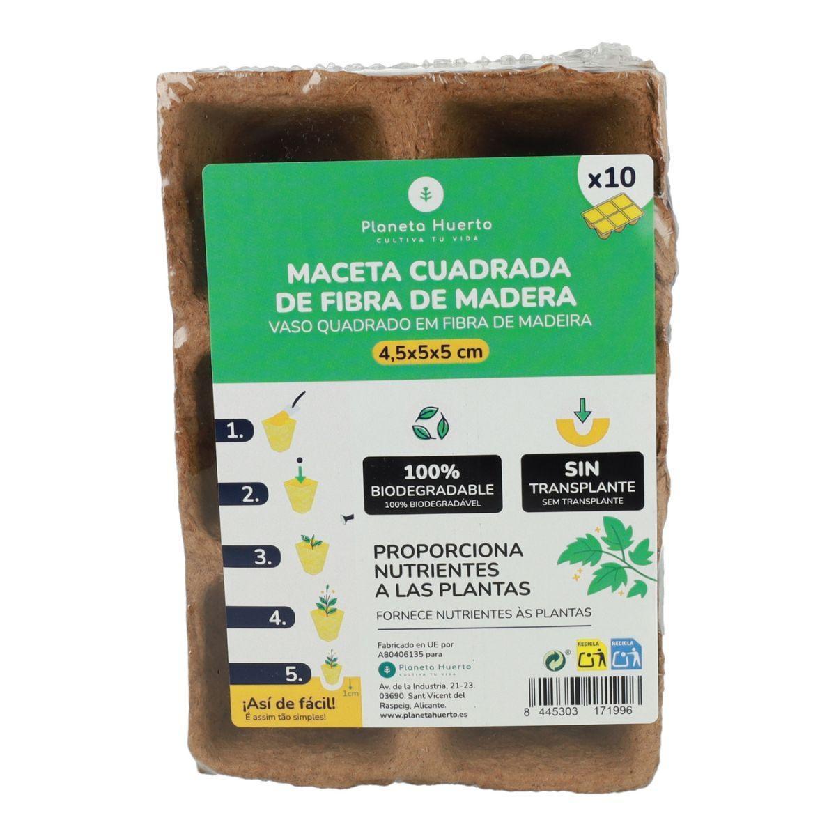 Pack plateau carré en fibre pour lits de semences Planeta Huerto 10 unités