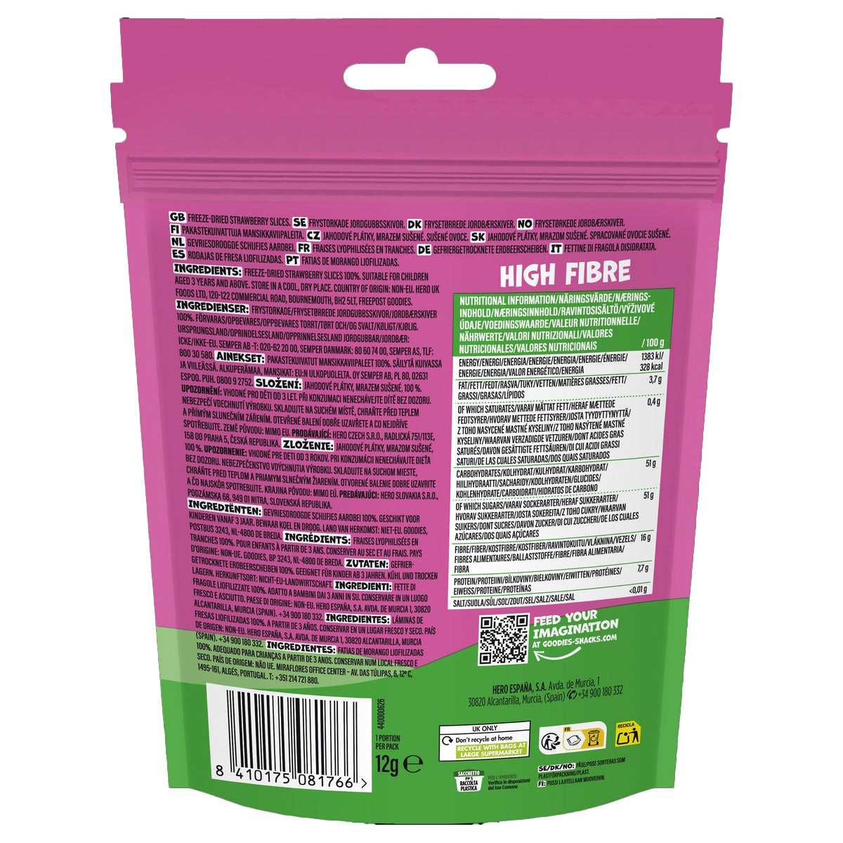 Snack chips à la fraise, Hero Baby SOLO, 12 g