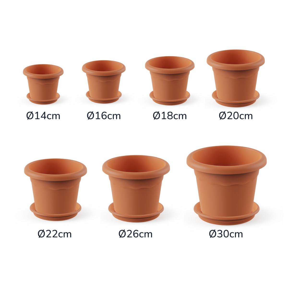 Confezione vaso rotondo con piatto color terracotta Terra 20 x 15 cm