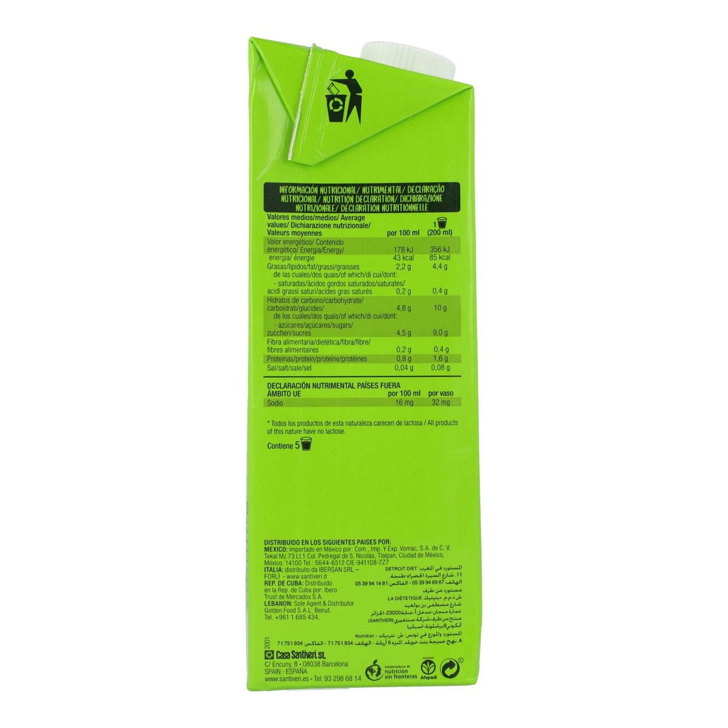 Biologische amandelmelk Santiveri 1 L