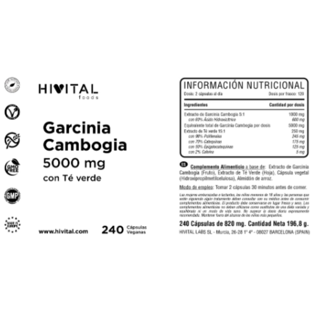 Garcinia cambogia 5000 mg 240 vegane Kapseln Hivital