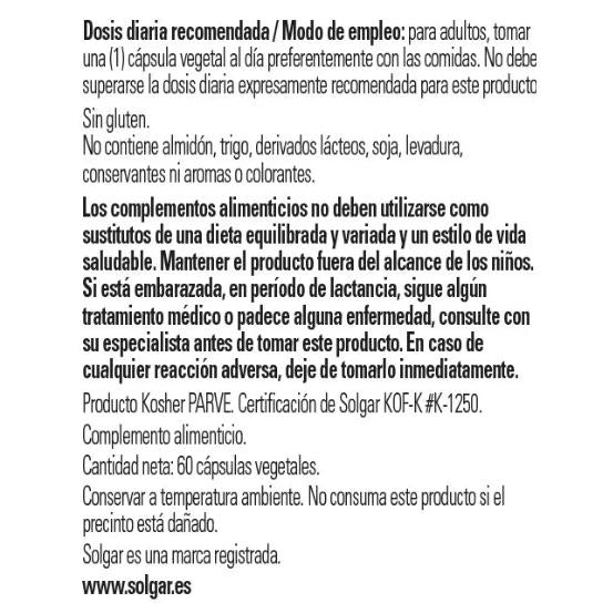 Vitamine D3 (cholécalciférol) 4000 UI (100 μg) 60 gélules végétales Solgar