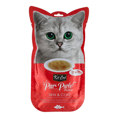 Kit Cat PurrPuree Plus – Thunfisch Skin & Coat Kit Cat 4x15 g Cremiger Snack für Katzen