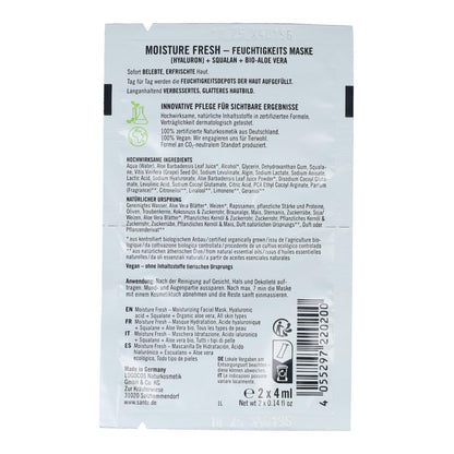 Fresh hydrating mask with hyaluronic acid & aloe, Sante 2 x 4 ml