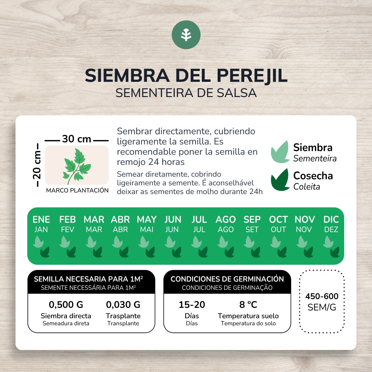 Biologische zaden van breedbladige peterselie Planeta Huerto