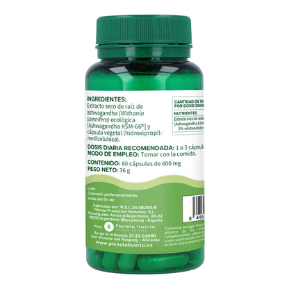 Pakket 2x Ashwagandha KSM-66 Planeta Huerto 60 capsules