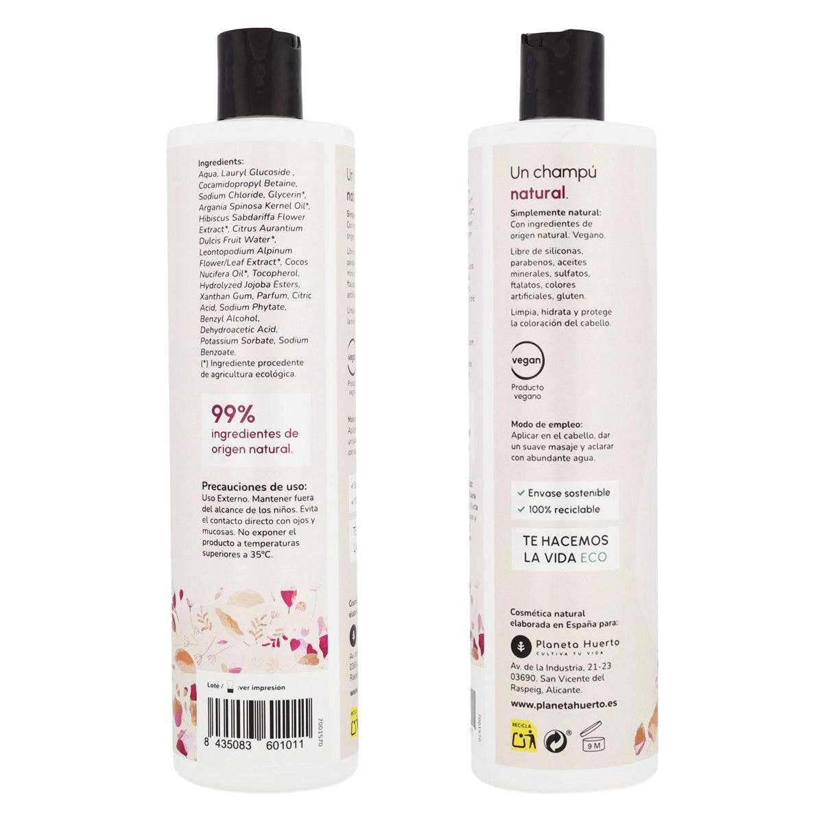 Hibiskusblomspaket: Glansförstärkande schampo 500 ml + Duschgel 500 ml + Glansåterställande balsam 200 ml Planeta Huerto