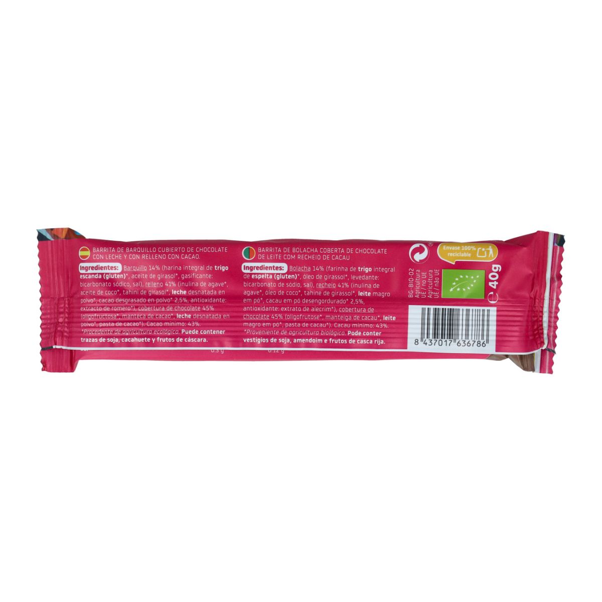 Chokladöverdragna waffelstänger ECO Smileat 40 g