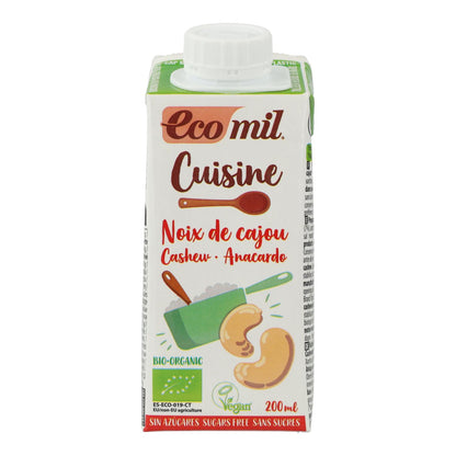 Pflanzliche Cashewcreme ohne Zucker Bio Cuisine Ecomil 200 ml