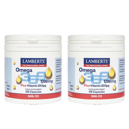 2er-Pack Omega 3-6-9 mit Vitamin D3 Lamberts 120 Kapseln