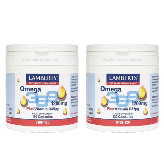 2x Omega 3-6-9 med vitamin D3 Lamberts 120 kapslar