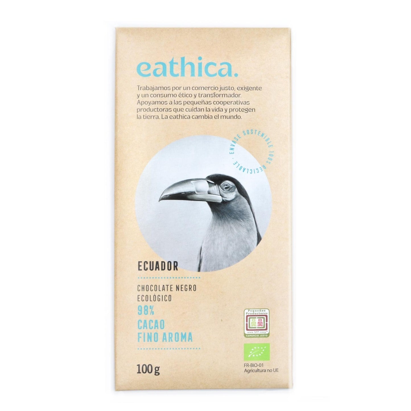 Cioccolato Eathica 98% Ecuador BIO 100 g