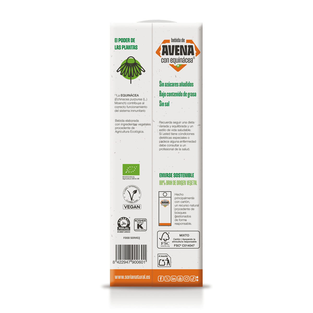 Bio-Hafergetränk mit Echinacea, Soria Natural, 1 l