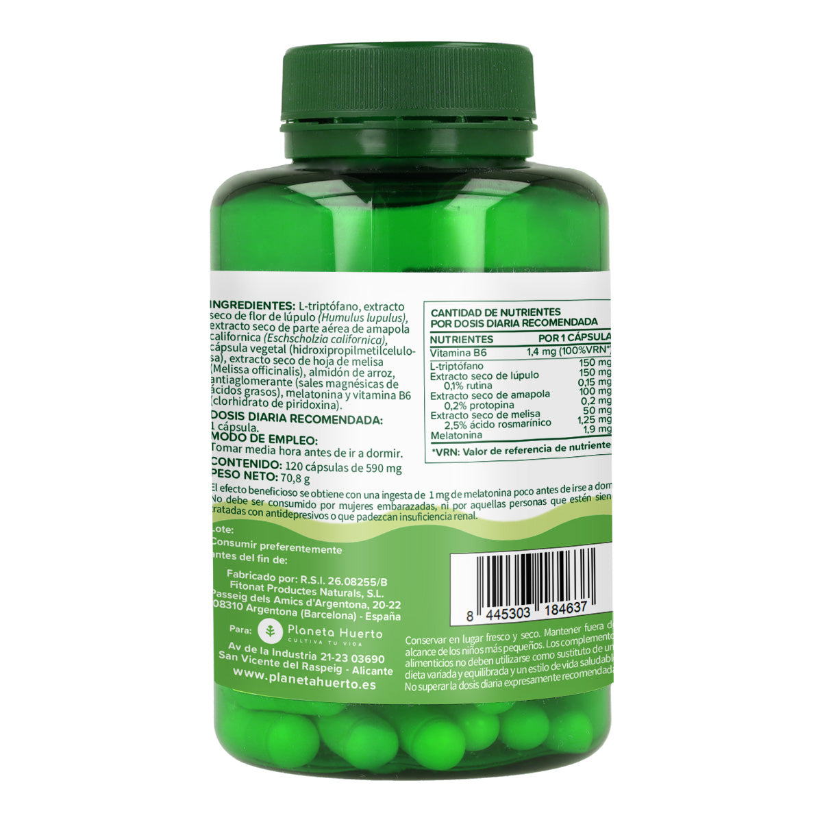 Opakowanie 2xMelatonina complex Planeta Huerto 120 kaps