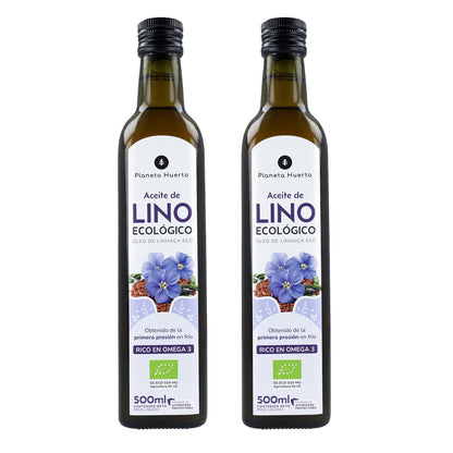 Pack 2x Aceite de Lino prensado en frío ECO Planeta Huerto 500 ml