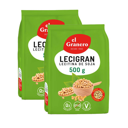 2-pack Lecigran Sojalecitin IP utan GMO El Granero 500 g