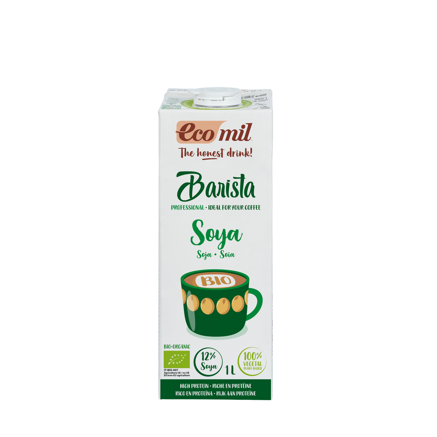 Bevanda vegetale di soia Barista a basso contenuto di zucchero Ecomil 1 L
