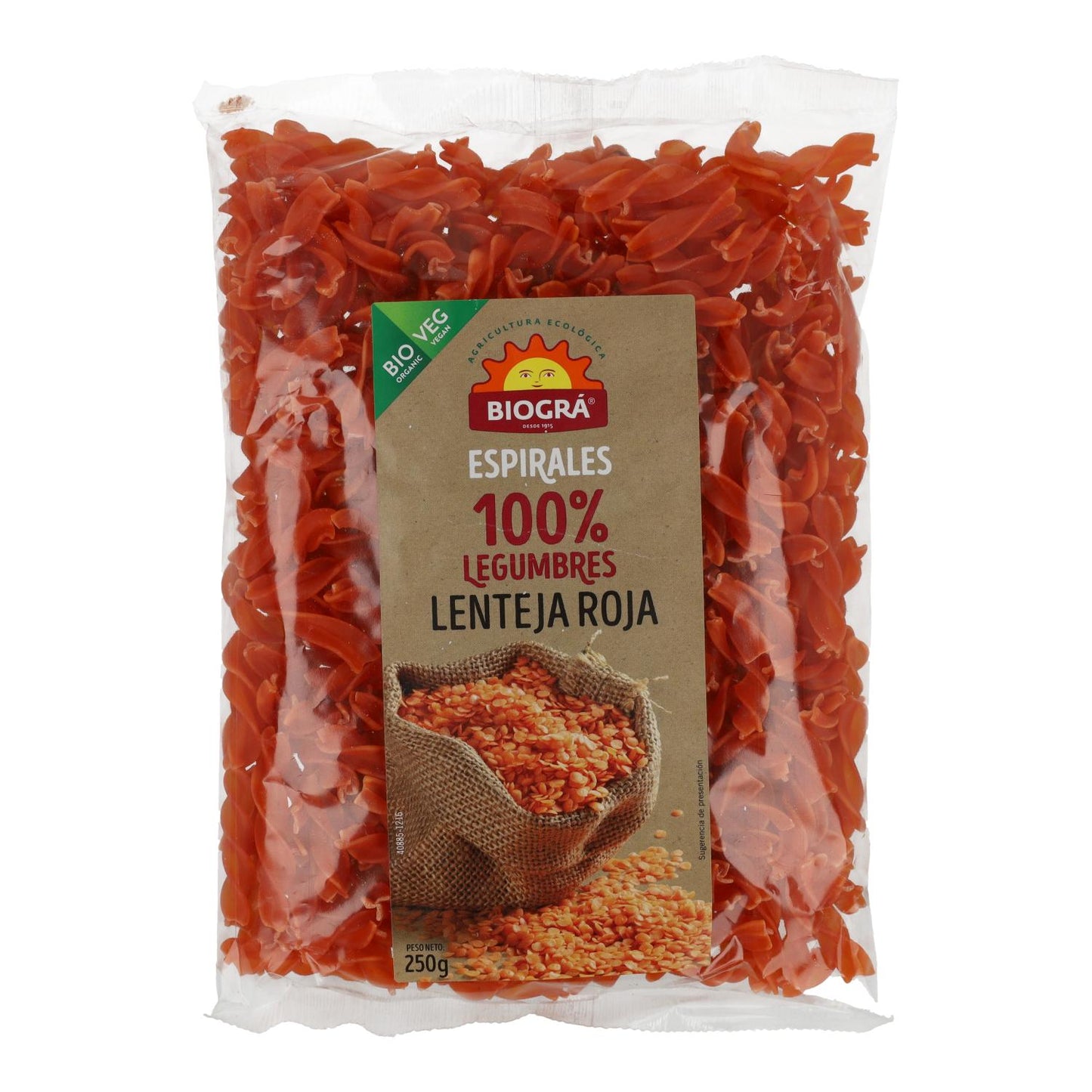 Spirala z czerwonej soczewicy Biogra BIO, 250 g