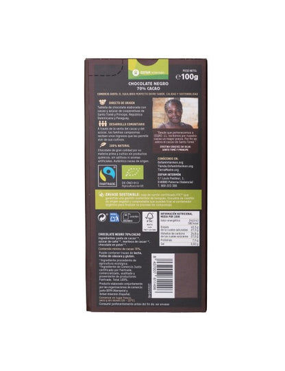 Tablette de chocolat noir bio Tierra Madre 70 % 100 g