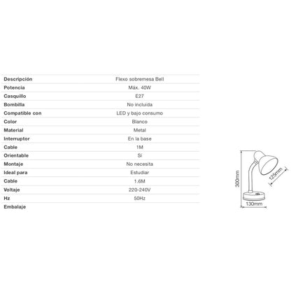 Tischleuchte Bell E27 40 W Blau