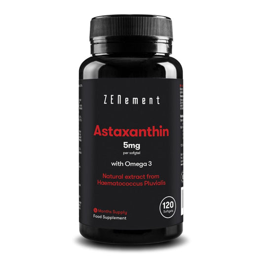 Astaxanthin, 5 mg med Omega 3 Zenement,  120 tabletter Astaxanthin 5 mg med Omega 3