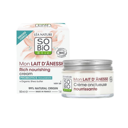 Crema facial nutritiva rica leche de burra Sobio 50 ml