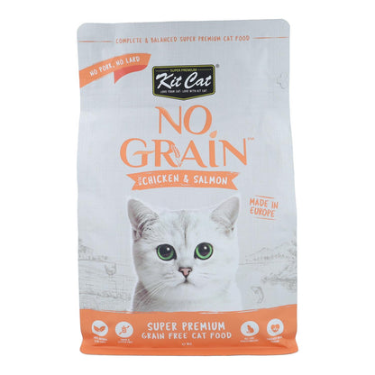 Kit Cat No Grain Cat Food - Poulet & Saumon 1 kg Nourriture naturelle pour chats