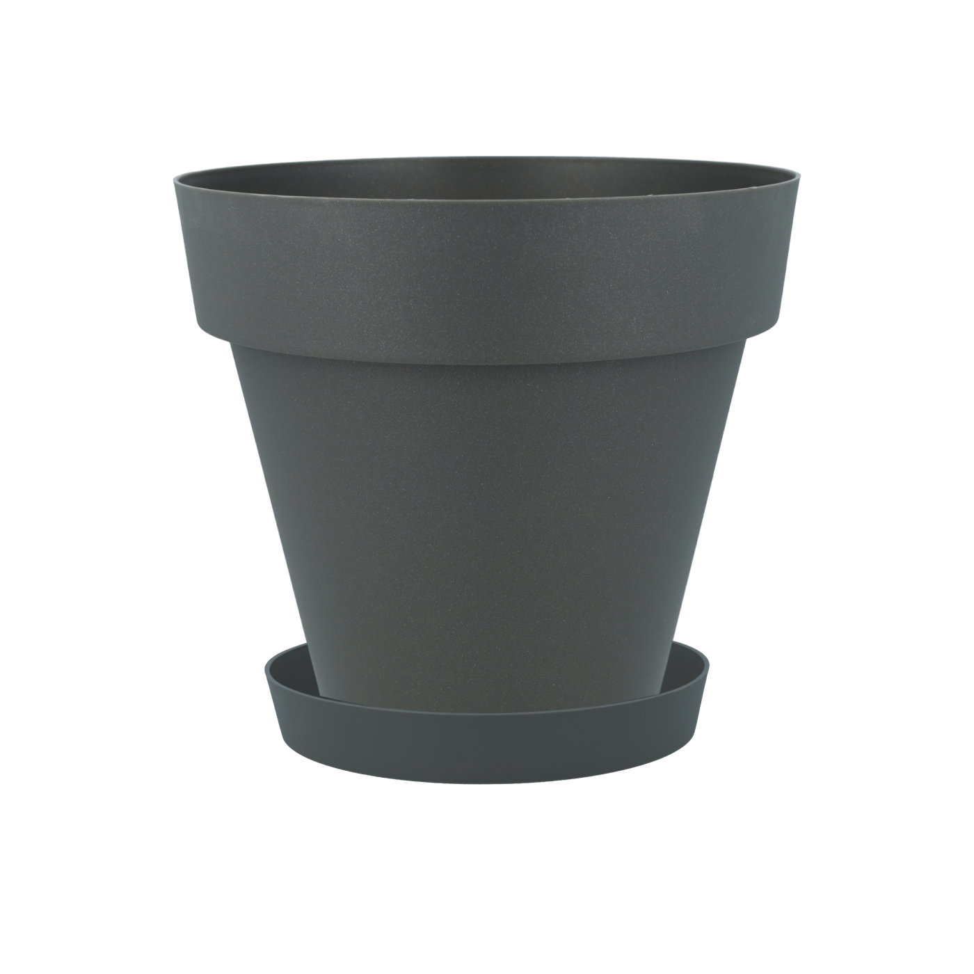 Anthracite-coloured pot with saucer, Tes, 22 x 20 cm