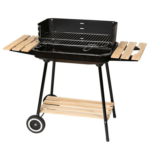Barbecue a carbone rettangolare Carro nero 67 x 38 x 83 cm Ldk Garden