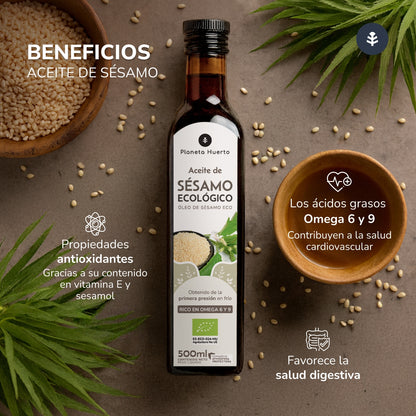 Pakket 2x koudgeperste sesamolie ECO Planeta Huerto 500 ml
