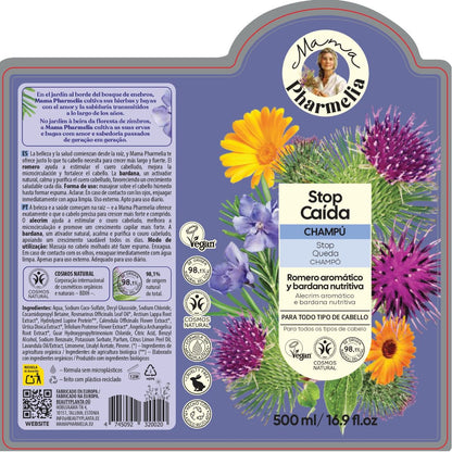 Shampoo tegen haaruitval met aromatische rozemarijn en voedende klis, Mama Pharmelia, 500 ml