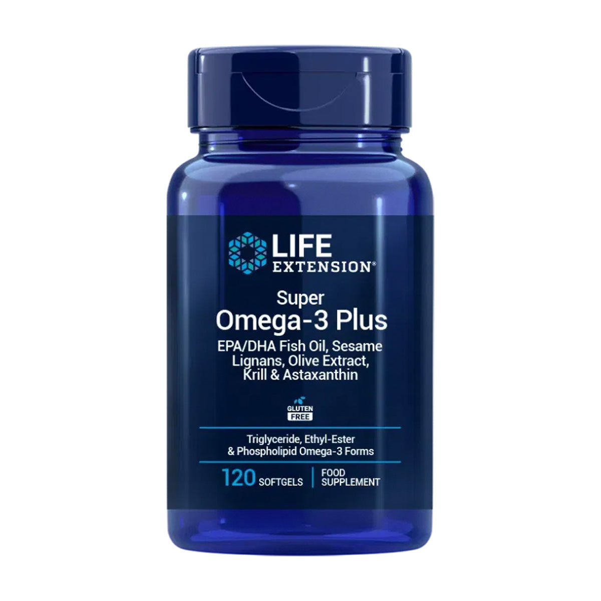 Super Omega-3 Plus EPA/DHA Fish Oil Sesame Lignans Olive Extract Krill & Astaxanthin, Life Extension 120 softgels