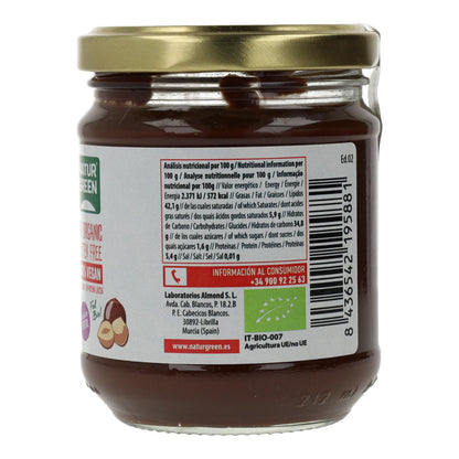 Crème noisette et cacao à teneur réduite en sucre Naturgreen 200 g