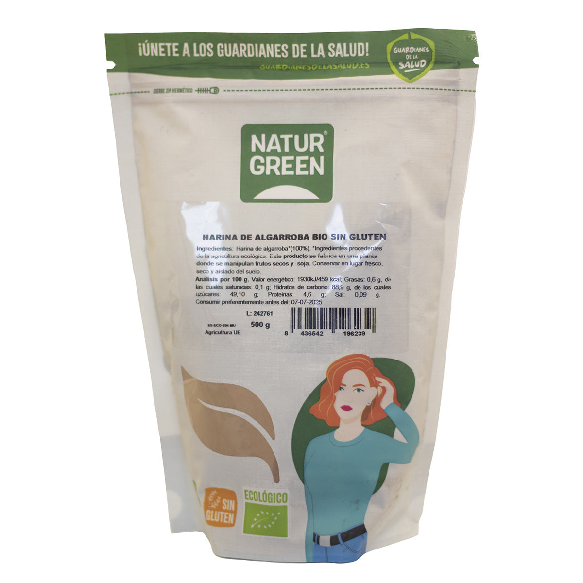 Glutenfri ekologisk johannesbrödmjöl NaturGreen 500 g