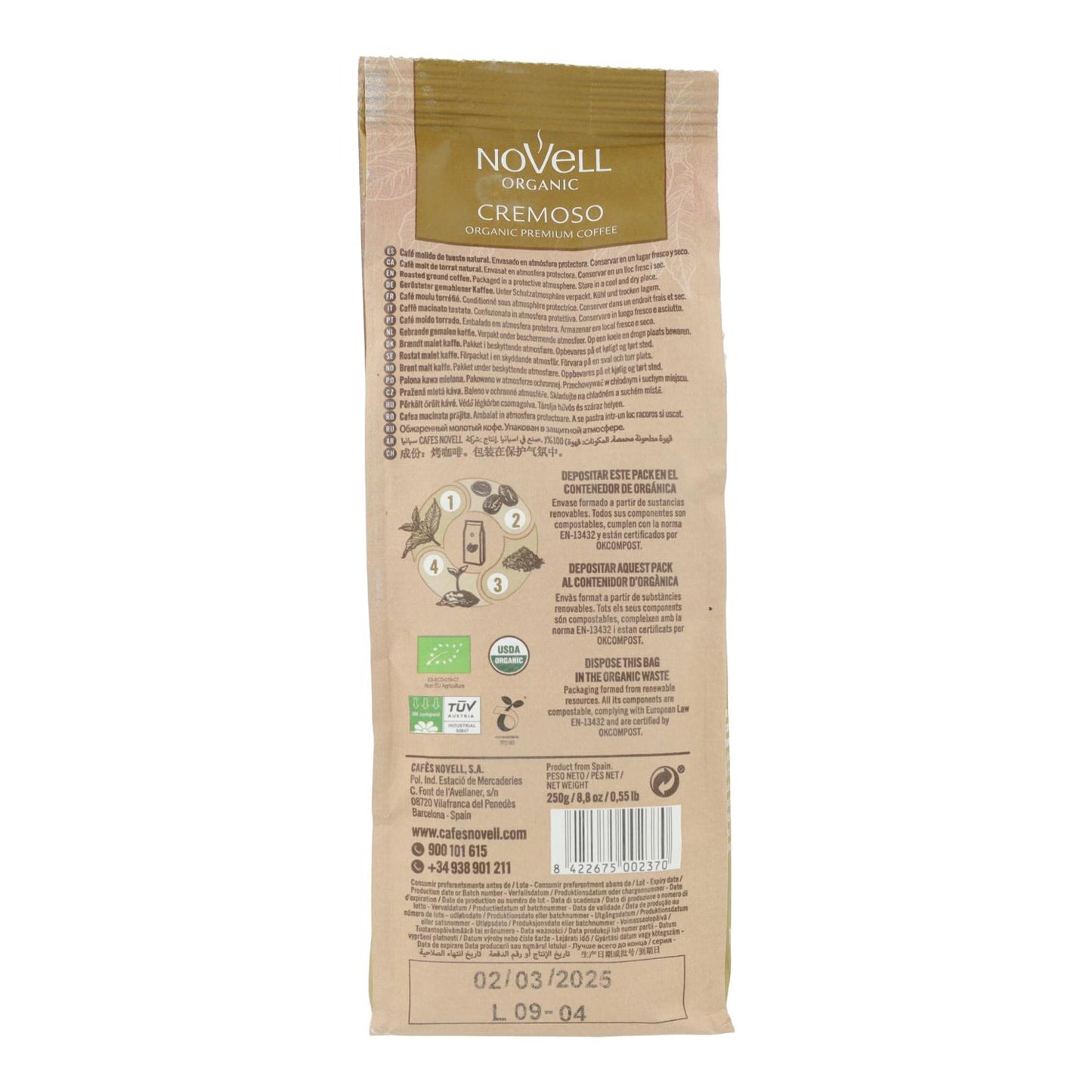 Café moulu bio Cremoso 250 g