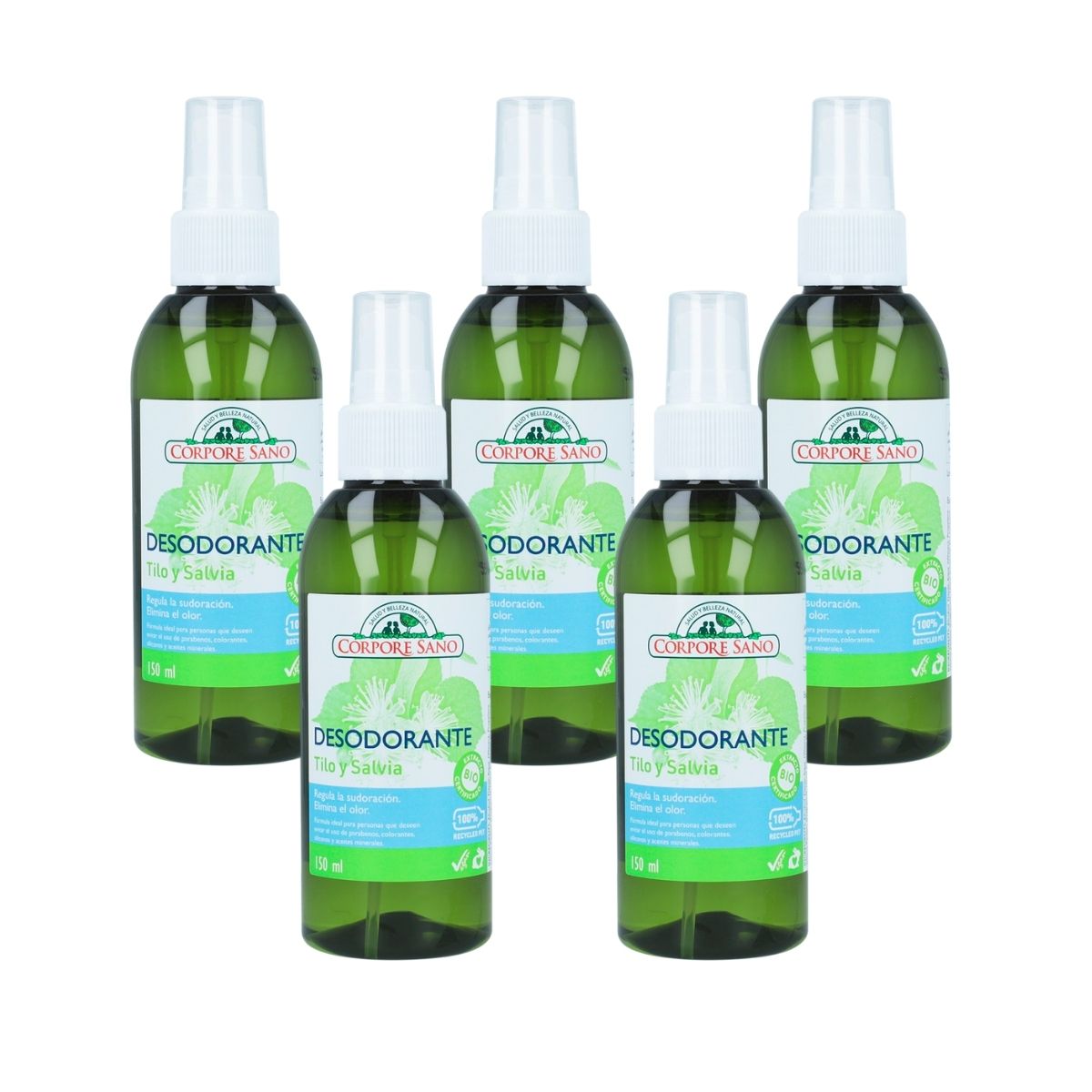 Pack 5x Déodorant tilleul et sauge Corpore Sano 150 ml