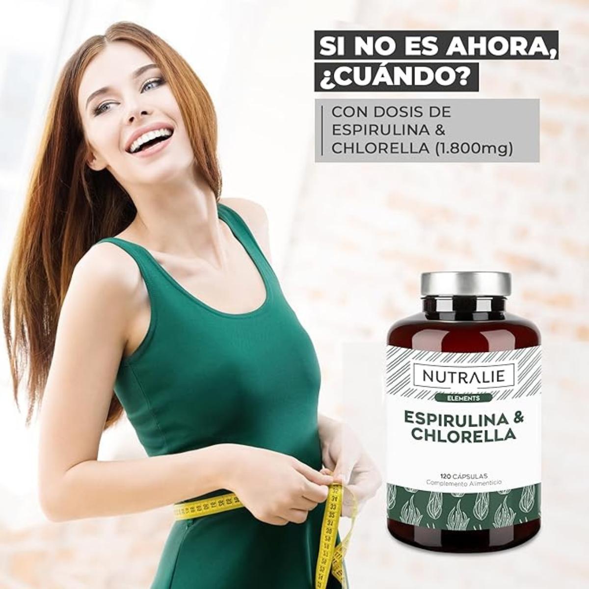 Nutralie Spirulina & Chlorella 1800mg energy and strength 180 capsules