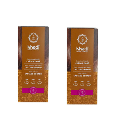 2x-pakket Natuurlijke haarkleurstof goudbruin Khadi 100 g
