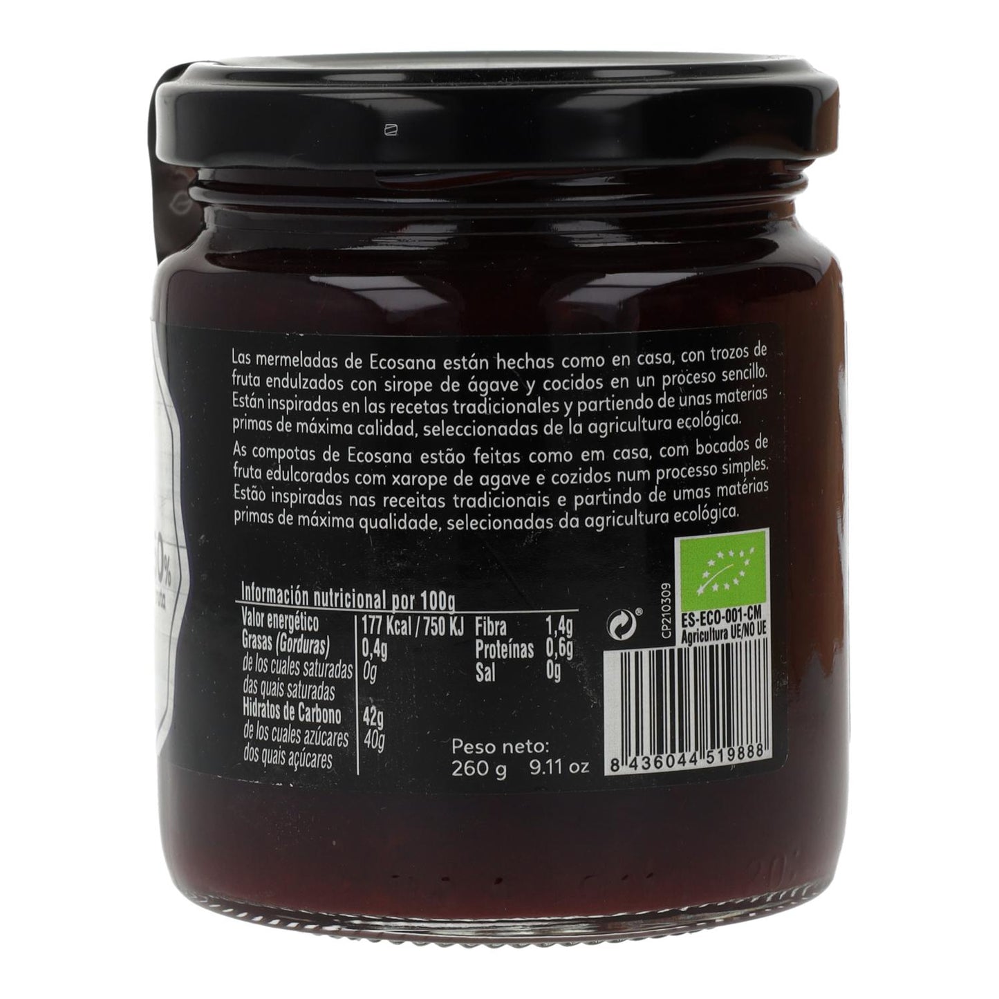Mermelada extra mora sin azúcar BIO Ecosana 260 g