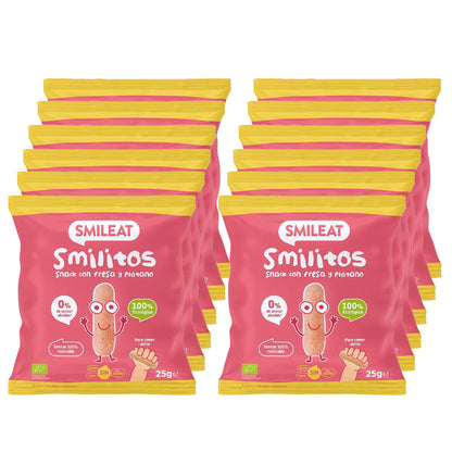 12-pack Smilitos, jordgubbs- och bananmaskar ECO Smileat, 25 g