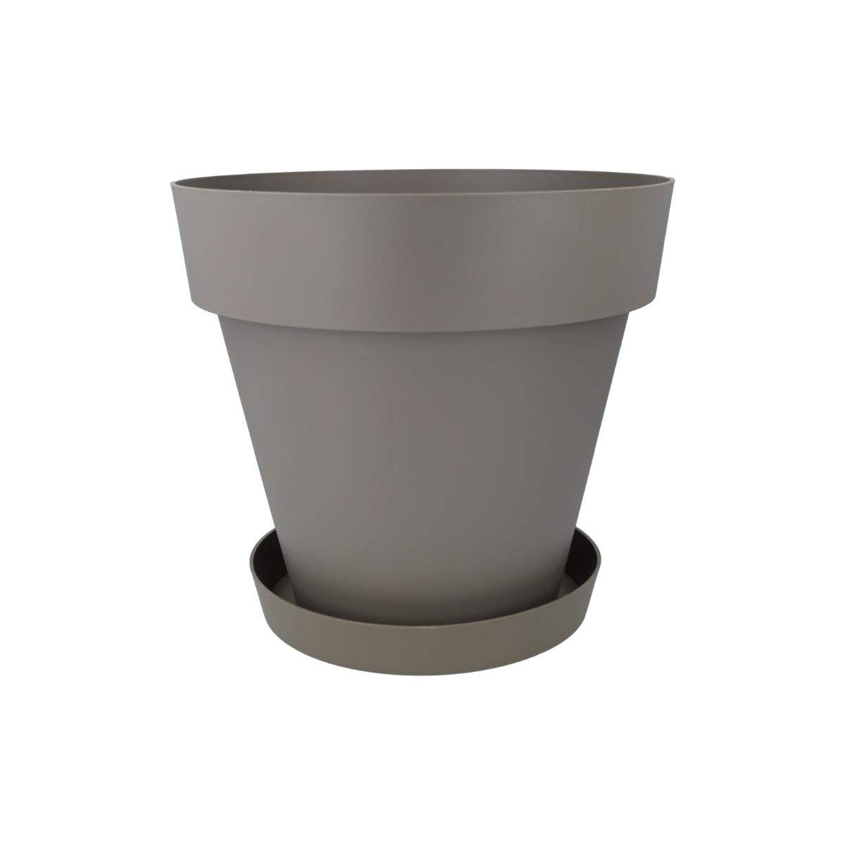 Pack pot avec soucoupe couleur taupe Tes 18 x 15 cm