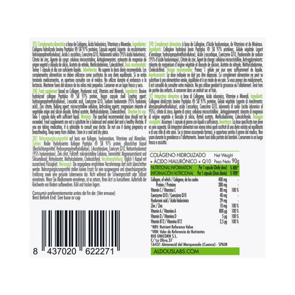 Hydrolyserat kollagen + hyaluronsyra + koenzym Q10 + vitaminer + zink, 120 kapslar  Aldous Labs
