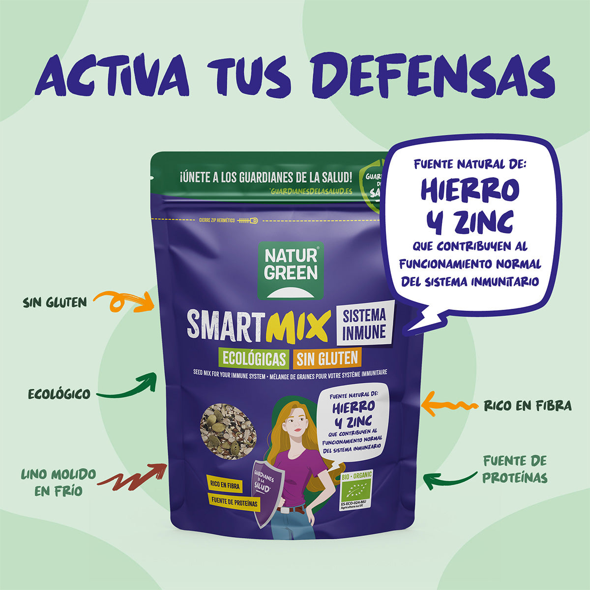 SmartMix-zaadmix voor het immuunsysteem Bio NaturGreen 175 g