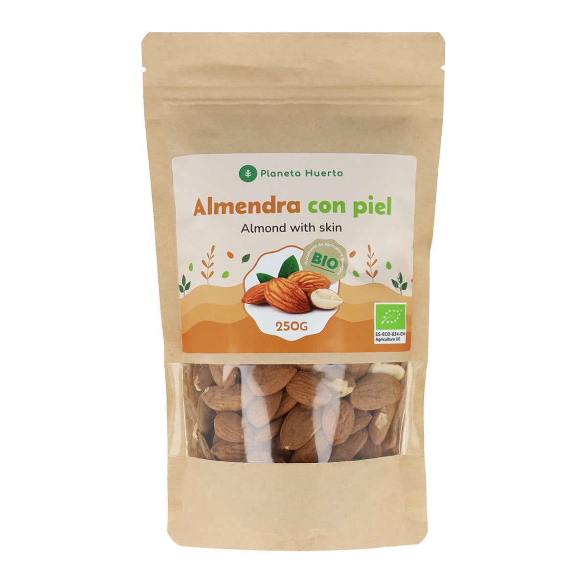 Natürliche Mandeln mit Haut ECO Planeta Huerto 250 g