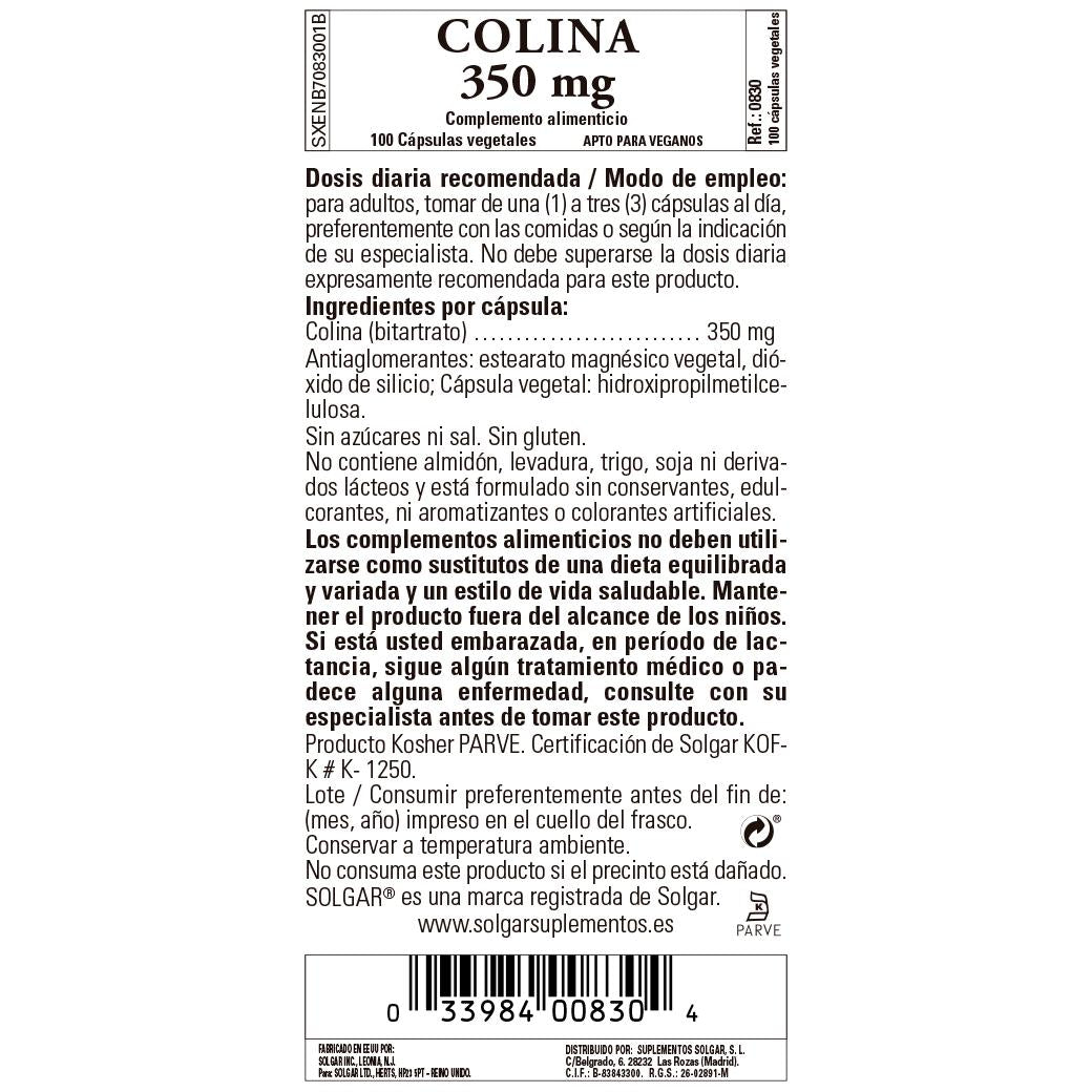 Choline, 100 capsules van 350 mg