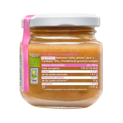 Pack 12 pots de framboise et pêche bio Smileat, 130 g